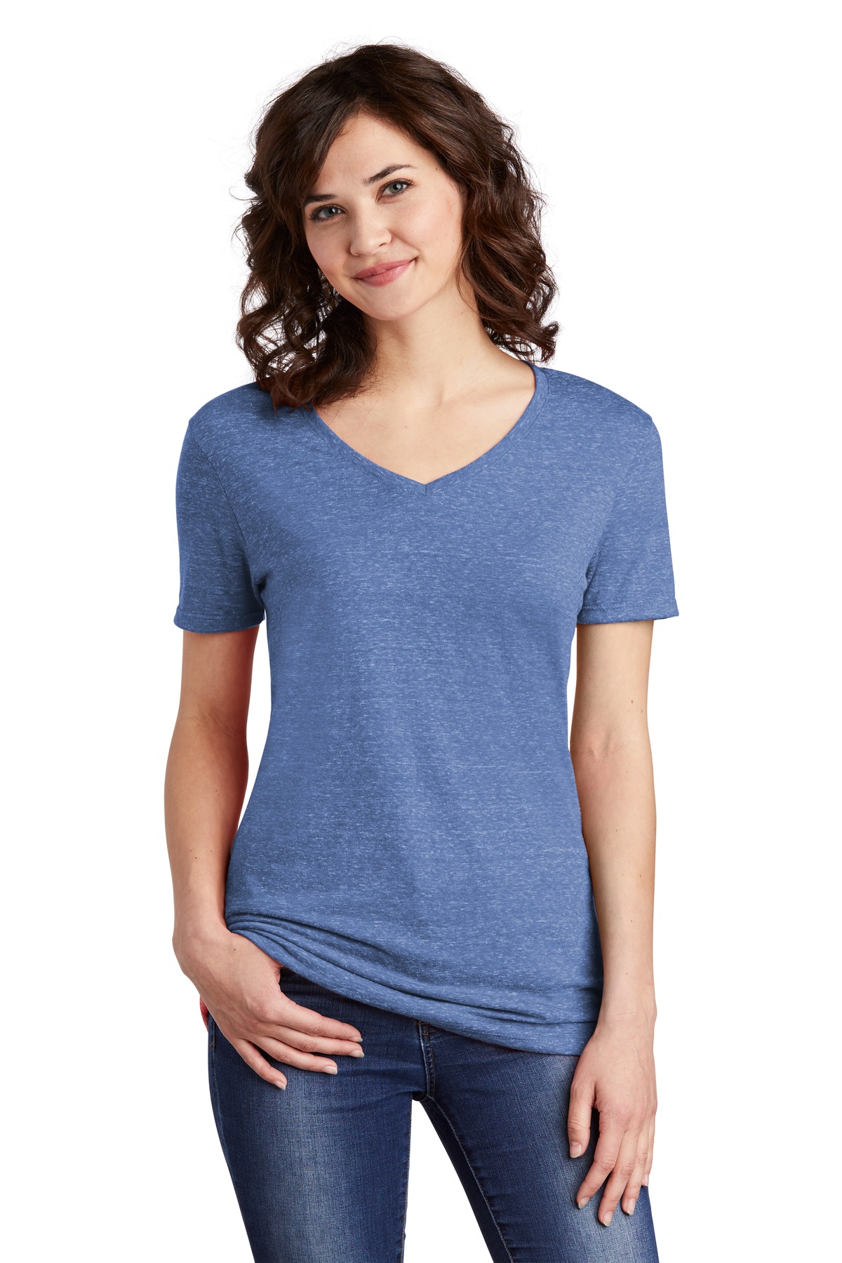 Jerzees 88WV Ladies Snow Heather Jersey V-Neck T-Shirt