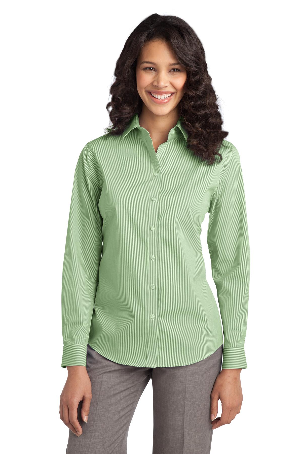 Port Authority L647 DISCONTINUED Ladies Fine Stripe Stretch Poplin Shirt