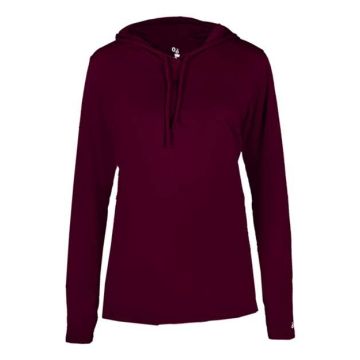 Badger 4165 Women's B-Core Long Sleeve Hooded T-Shirt - M - Maroon