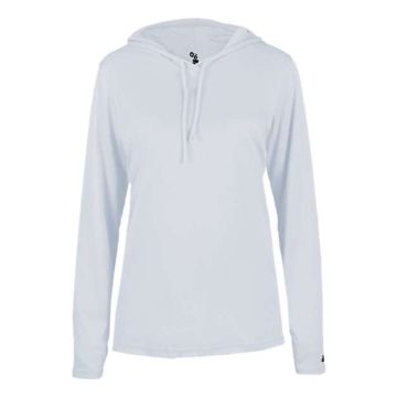 Badger 4165 Women's B-Core Long Sleeve Hooded T-Shirt - L - Silver