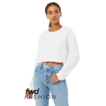 Bella + Canvas 6501B FWD Fashion Ladies' Cropped Long-Sleeve T-Shirt - WHITE