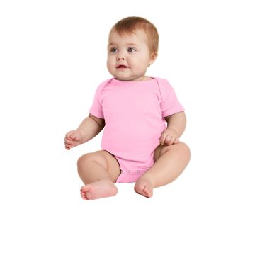 Rabbit Skins RS4400 Rabbit Skins &#153;  Infant Short Sleeve Baby Rib Bodysuit. RS4400 - Pink