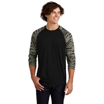 Sport-Tek ST376LS Sport-Tek &#174;  Drift Camo Colorblock Long Sleeve Tee ST376LS - Black