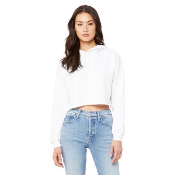 Bella + Canvas B7502 Ladies' Cropped Fleece Hoodie - WHITE