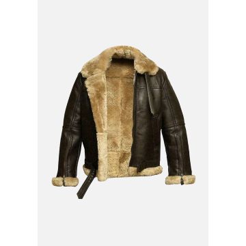BJM103 Boehne B3 Leather Bomber Jacket - BROWN