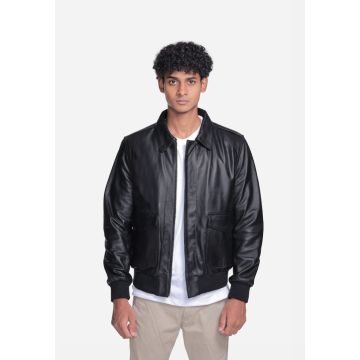 BJM114 Anderson Black A2 Military Flight Leather Jacket