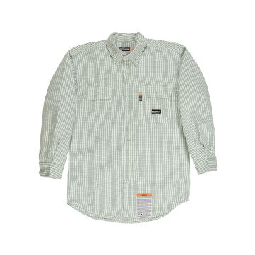 Berne FRSH21 Men's Flame-Resistant Down Plaid Work Shirt - GREEN