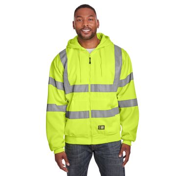 Berne HVF021 Men's Berne Hi-Vis Class 3 Lined Hooded Sweatshirt - YELLOW