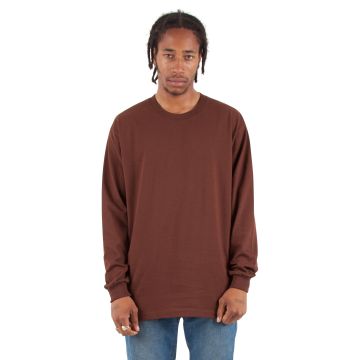 Shaka Wear SHMHLS Adult 7.5 oz., Max Heavyweight Long-Sleeve T-Shirt - BROWN