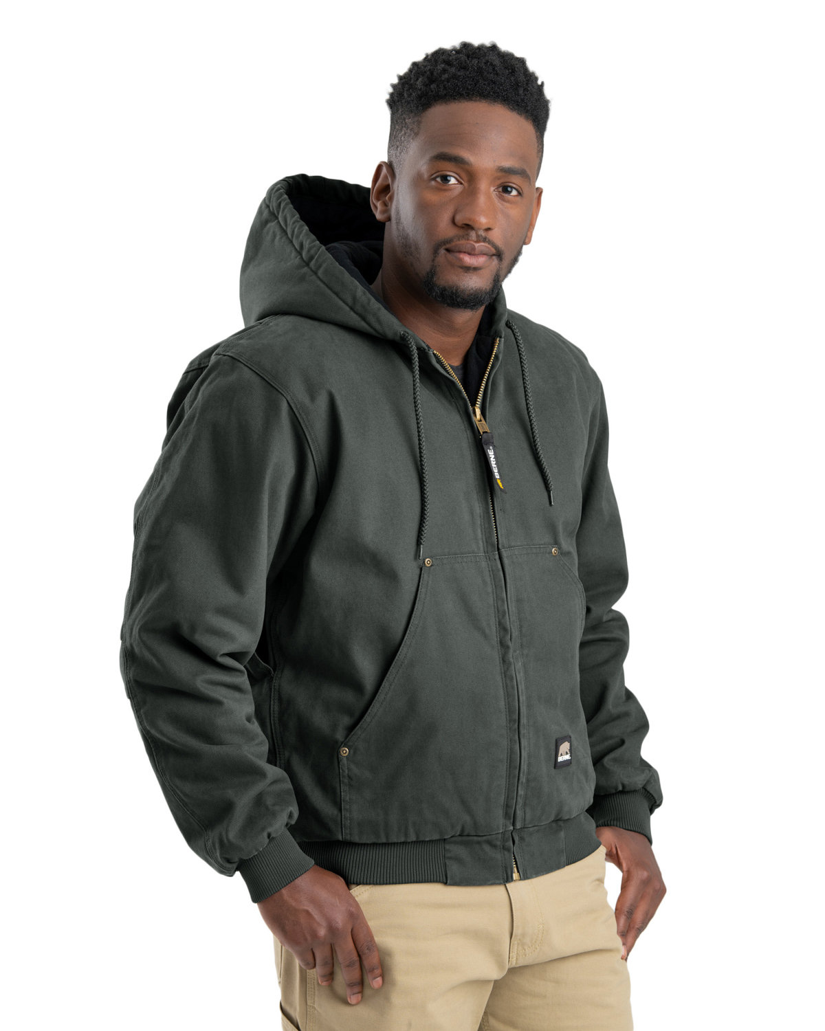 Berne HJ375T Men's Tall Highland Washed Cotton Duck Hooded Jacket