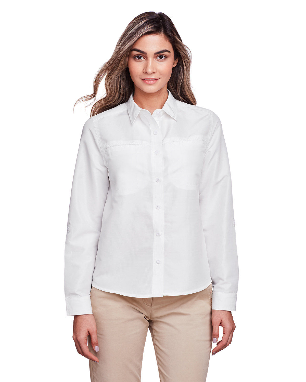Harriton M580LW Women's Key West Long-Sleeve Performance Staff Shirt